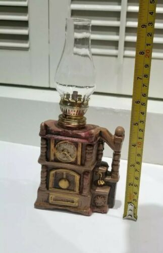 Vintage  Miniature Kerosene Lamps Figural  Granfather Clock Japan 1960s
