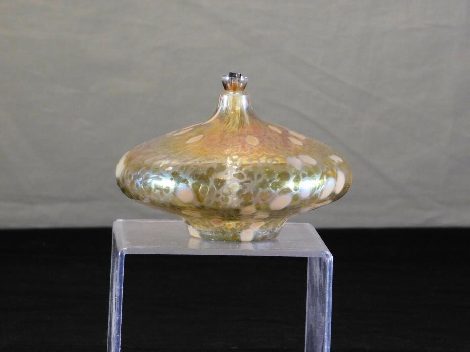 Iridescent Art Glass Miniature Oil Lamp Vase