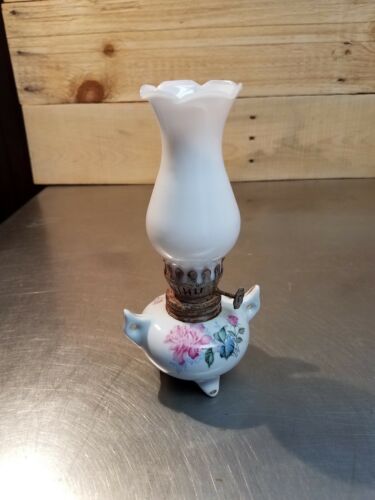 Small Vtg Sugar Bowl Style Mini Oil Lamp