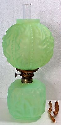 c.1890 MINIATURE VASELINE GREEN SATIN GLASS DRAPE 