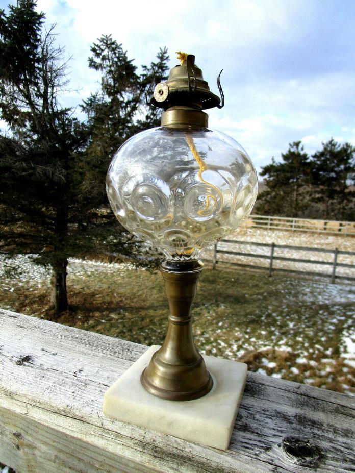 Antique Oil Lamp - Patent 1868, Single Mold Font With Marble Base - 11