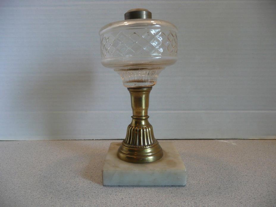 Antique HOBBS glass kerosene Oil Lamp font on a BOHEMIAN base