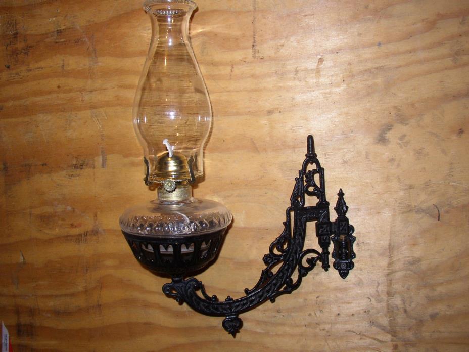 Cast iron oil lamp and wall mount holder (sconce) 1881