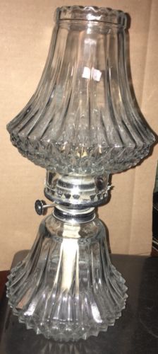 Lamplight Farms Clear Diamond Glass Oil Lamp 13”