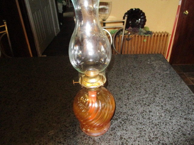 Vintage Kaadan LTD Clear Glass Swirl Hurricane Oil Lamp
