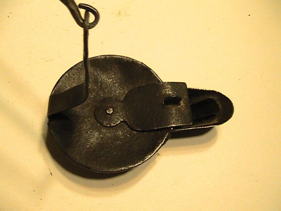 Antique Hand Forged Iron Covered Betty Whale Oil Lamp Hang Hook 1800's