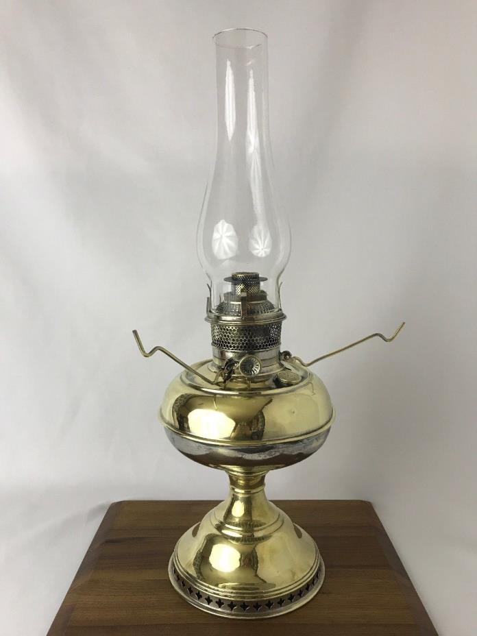 Antique 1897 Vtg B&H Nickel & Brass Oil Lamp Kerosene Parlor Hurricane Lantern