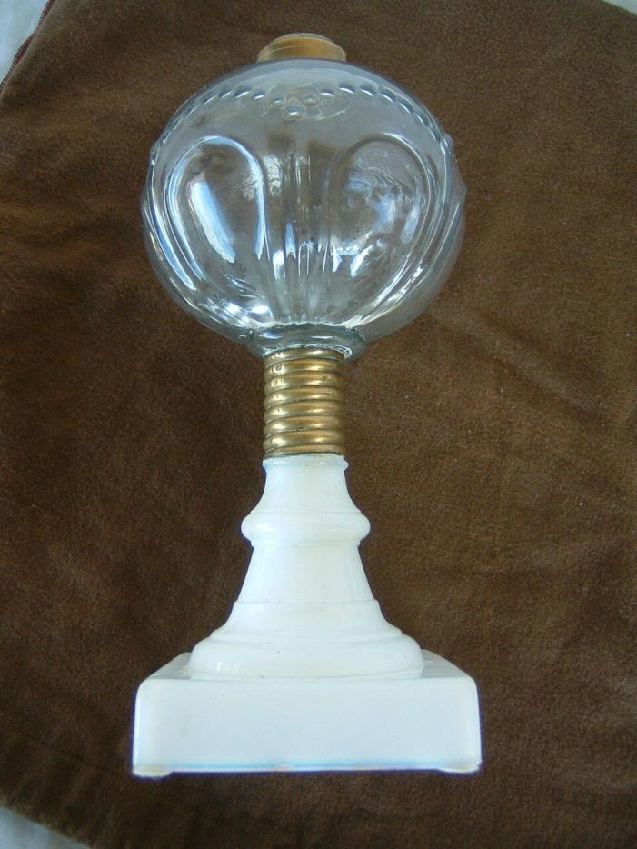 Antique Milk Glass Whale Oil Lamp