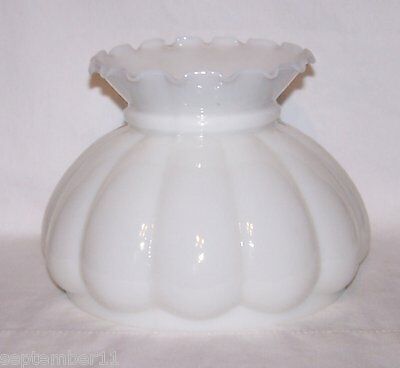 Vintage White Glass Melon Shade Fits Aladdin Oil Lamp / Rayo Oil Lamp 7