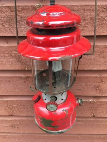 Vintage Coleman Lantern RED Model 220E Made in Canada  Double Mantle