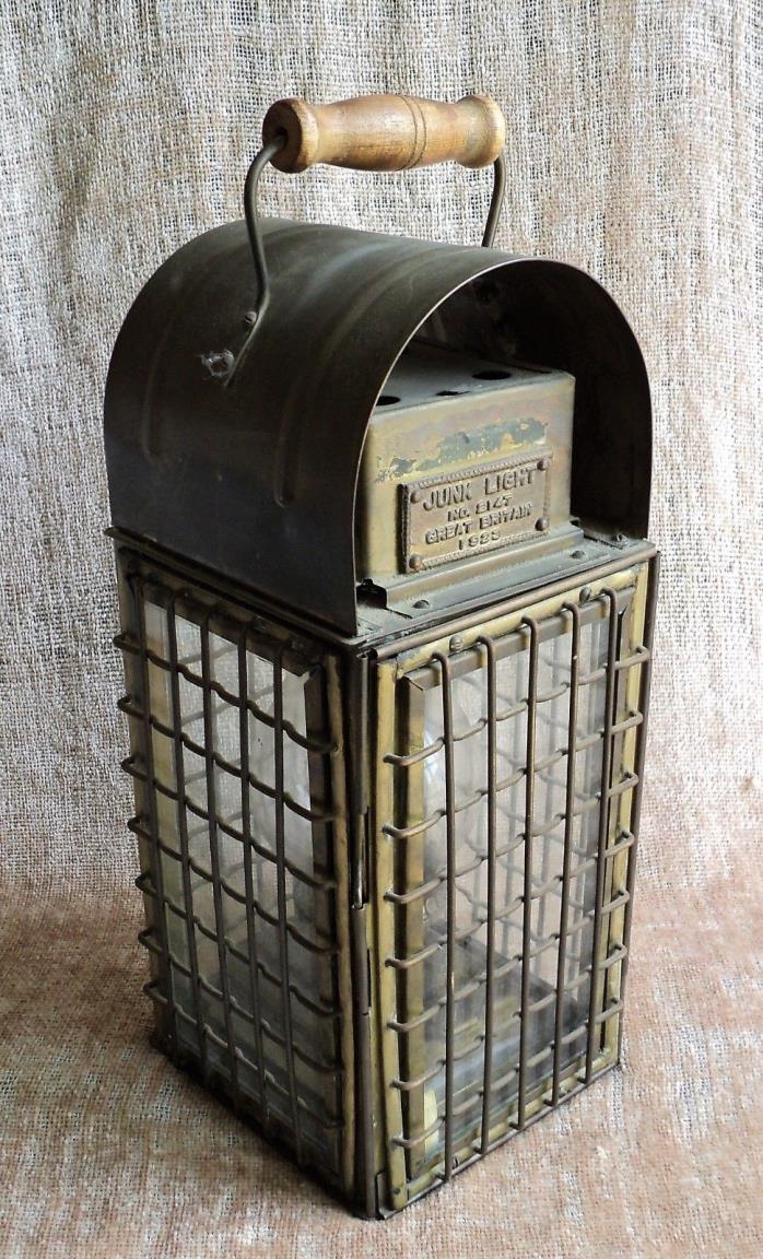 Vtg JUNK LIGHT OIL LAMP Brass Nautical Sherwood Burner Complete 15