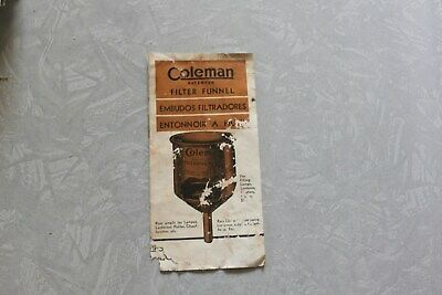 COLEMAN MODEL FILTER FUNNEL ORIGINAL PRINT INSTRUCTIONS