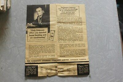 COLEMAN MODEL SHELDON COLEMAN INFORMATION ORIGINAL PRINT INSTRUCTIONS