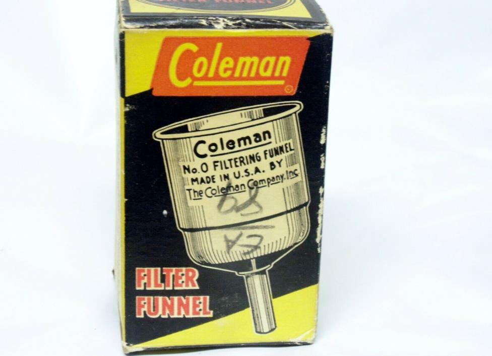 VINTAGE COLEMAN NO. 0 FILTER FUNNEL W/ FILTER, RING & ORIGINAL BOX