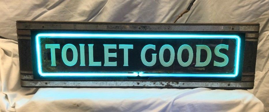 Vintage Neon Art Deco Toilet Goods Sign