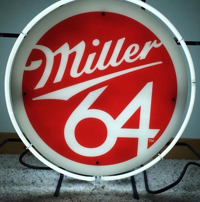Miller 64 Beer Neon Light Sign Tested Works Red White