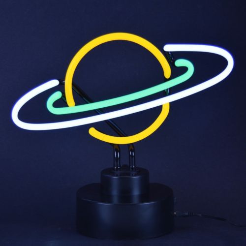 New multi colored neon Saturn planet solar system sculpture lamp light Fast Ship
