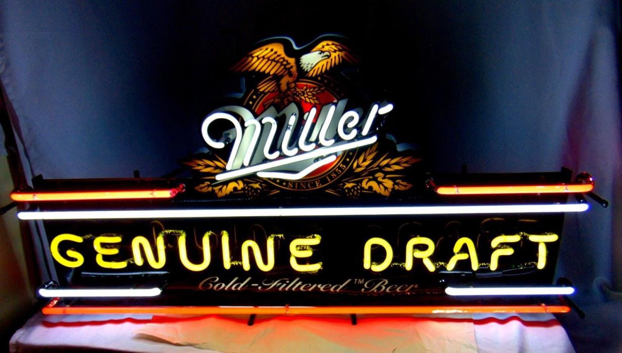 Vtg 2001 MILLER GENUINE DRAFT Neon Beer Light Sign Man Cave Huge Local pickup