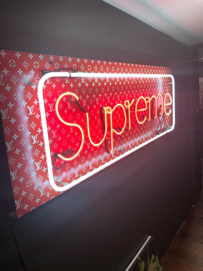 Supreme And Louis Vuitton Collab Custom Neon Sign