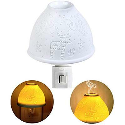 Plug In Night Light, Ceramic Art Wall With Essential Oil Aromatherapy Furnace