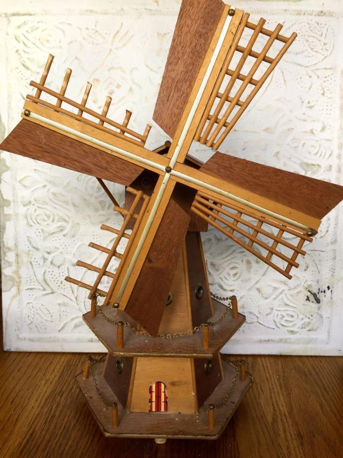 Vintage Wooden Windmill Night Light & Music Box (handmade NIGHTLIGHT homemade)