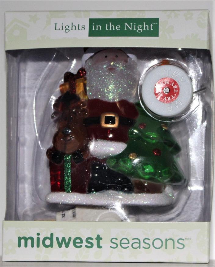 Midwest Seasons Lights in the Night, Santa, Reindeer,Tree, Gifts Nightlight, NIP