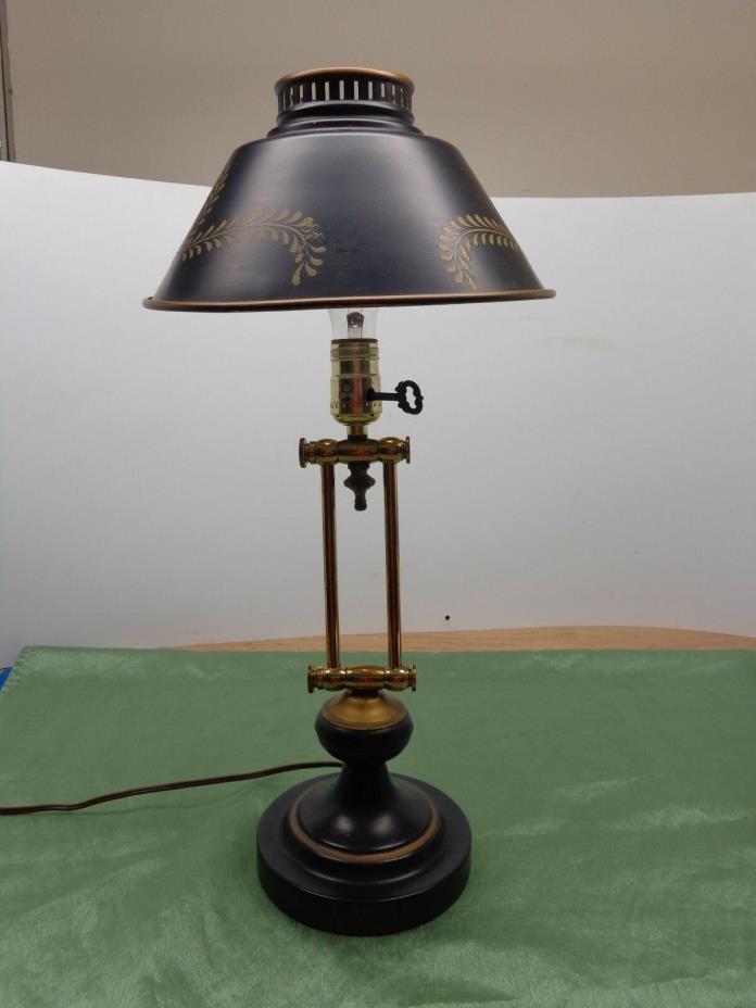 Vintage Brown Tole Table Top  Mid Century Adjustable Lamp