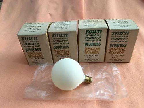 4 Vintage Town and Country Decorator Round Bulbs by Progress 25W candelabra