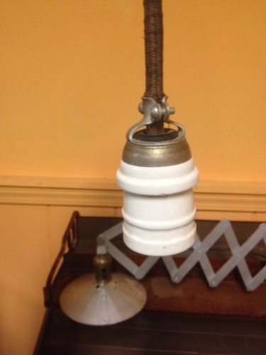 VINTAGE BRYANT INDUSTRIAL PENDANT LAMP PORCELAIN SOCKET NICKEL HUB ANTIQUE