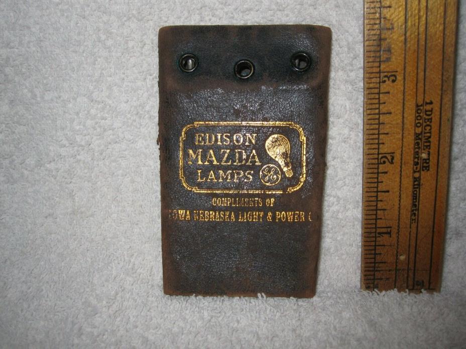 VINTAGE EDISON MAZDA KEY HOLDER CHAIN POUCH NEBRASKA IOWA