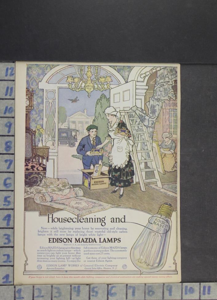 1916 LIGHTING EDISON MAZDA LAMPS CHANDELIER HOME DECOR BULB VINTAGE AD DR70