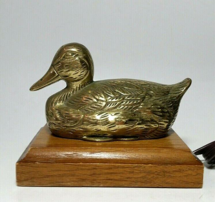 Vintage Wood Brass Duck Light Lamp Tap Dimmer On Off Electric Extension Cord
