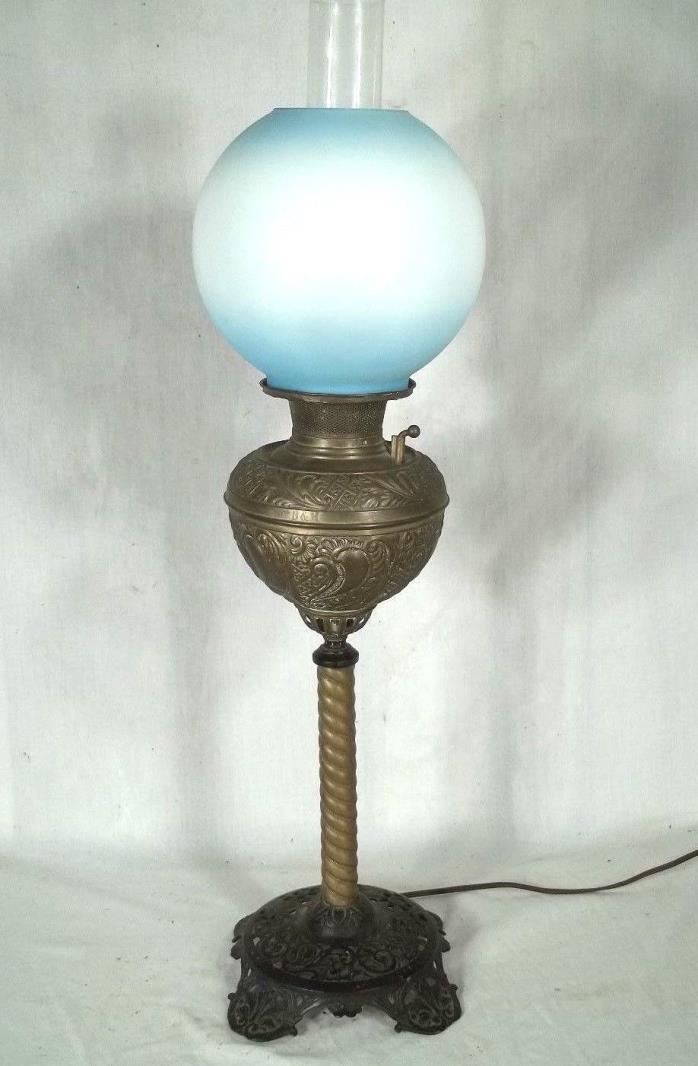 ANTIQUE 19th CENTURY BRADLEY+HUBBARD BANQUET OIL LAMP