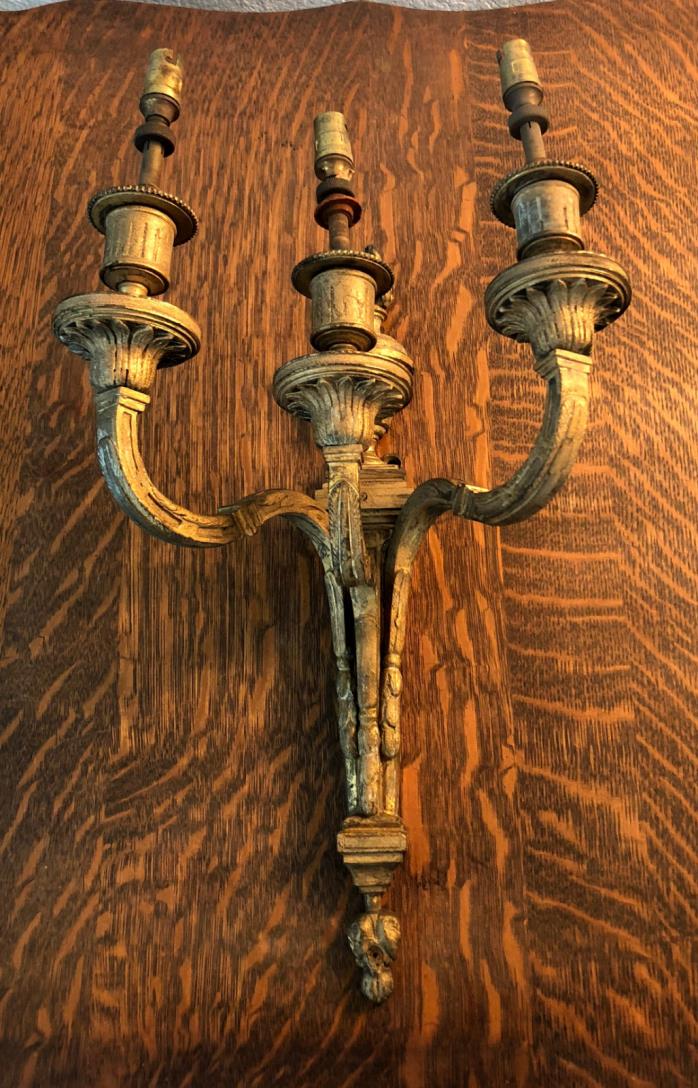 THREE LIGHT LOUIS XV STYLE  WALL SCONCE GREAT FOR A VICTORIAN HOUSE