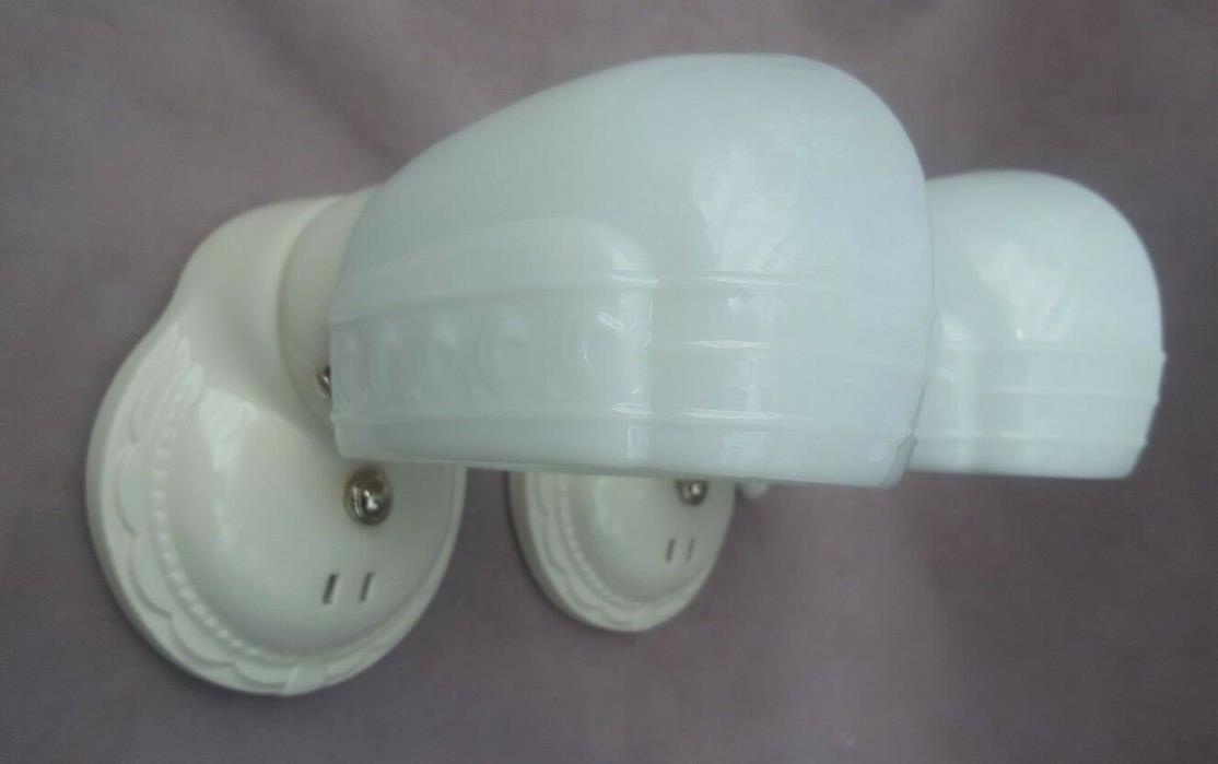 Pair Vintage Art Deco Porcelain PORCELIER Wall Sconces Light,  Rewired