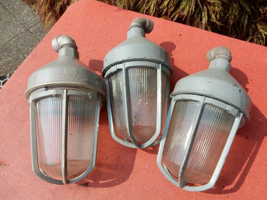 Three (3) Vintage CROUSE HINDS Light Fixtures - Sconces? Shipyard Salvage