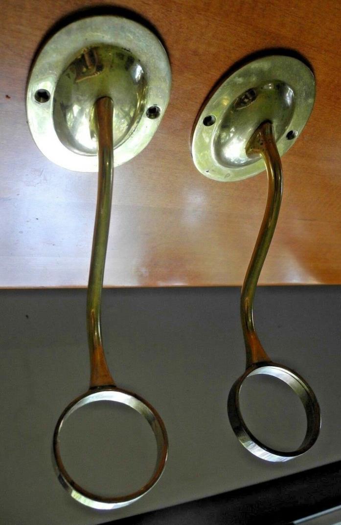 Pair / Set of 2 Vintage Williamsburg Style Brass Hurricane Sconces Wall Sconce