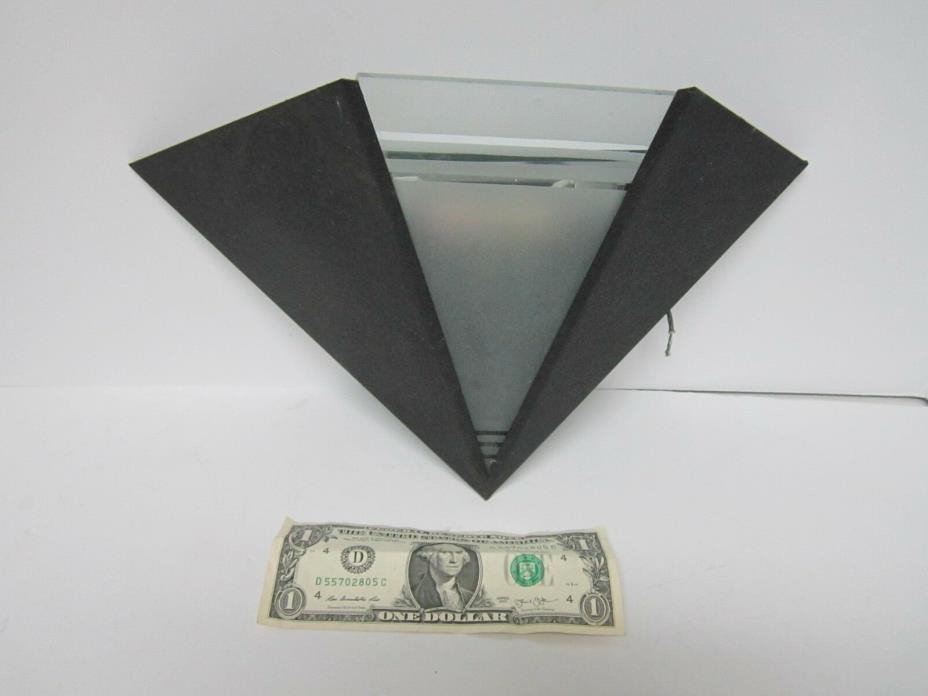Art Deco Style Blk Metal w/Frost Glass Triangle Wall Sconce Light Atomic Modern