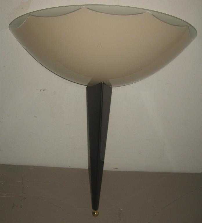 Vtg Art Deco Wall Sconce with Slip-On Half-Moon Glass Shade Light Fixture Unused