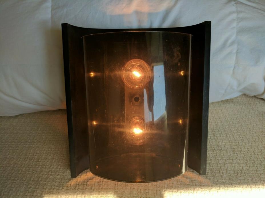 Vintage Mid Century Forecast Black Lucite Cast Metal 2 Light In/Out Wall Fixture
