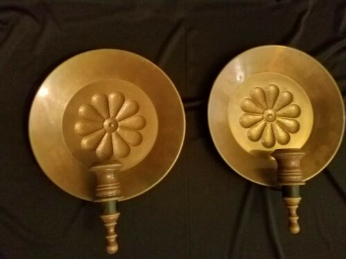 Mid-century Copper Wall reflectors sconce set 2 Candle Holder 13” Tall *