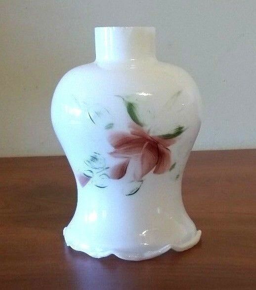 Vintage Milk Glass Light Sconce Hand Painted Red Rose 1950's Rare Item