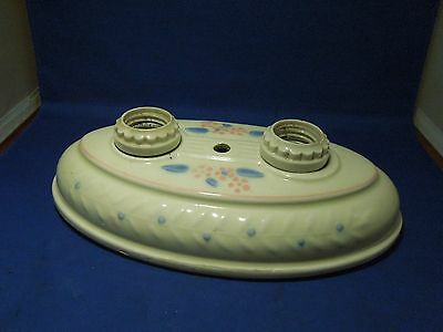 Vintage Leviton Ceramic Wall Light Fixture Blue Pink Flowers Baby's Room