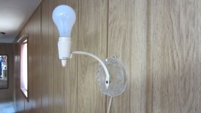 Vintage Clear Glass Metal Arm & Bakelite Socket Wall Sconce Light