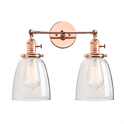 Permo Double Sconce Vintage Industrial Antique 2-Lights Wall Sconces with Oval