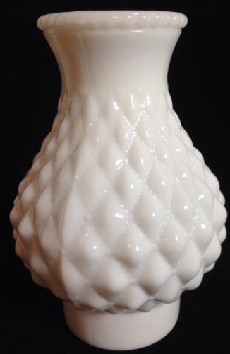 VINTAGE MILK GLASS QUILTED PATTERN LAMP SHADE CHIMNEY