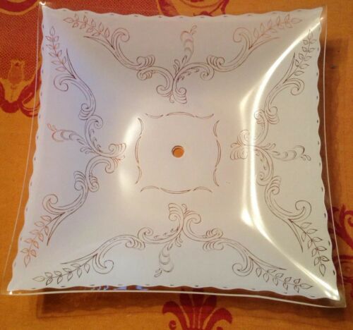 Mid-Century Square Frosted Glass Ceiling Light Shade Opaque White 12