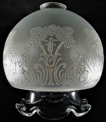 Large Antique Satin Glass Pendant Lamp Shade Embossed Victorian 2 1/4