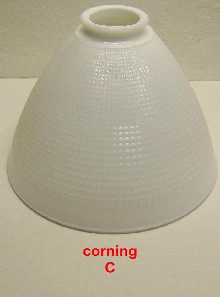 vintage corning waffle pattern cone lamp shade milk glass C