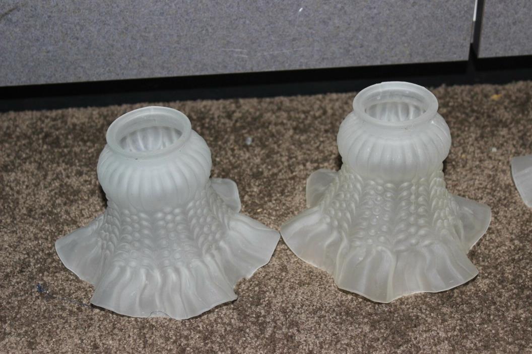lot of 2 Vintage Frosted Glass Tulip Lamp/Ceiling fan light shade  4-3/4